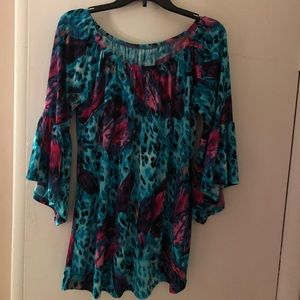 Multicolored off the shoulder tunic